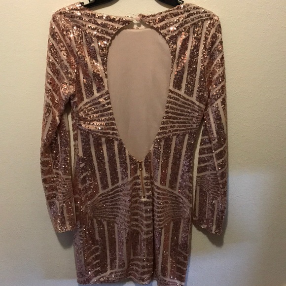 Rose Gold Sequin Party Dress - Picture 3 of 7